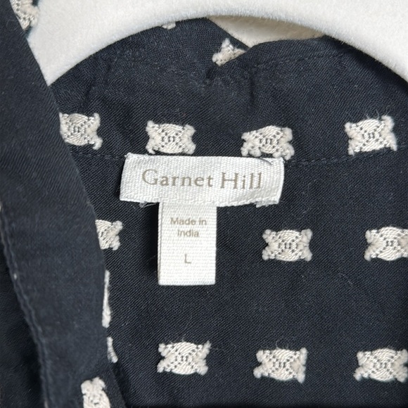 Garnet Hill Tabitha Organic Cotton Button Down Tunic Size Large Black & White - Picture 2 of 7